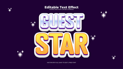 Black white and yellow guest star 3d editable text effect - font style