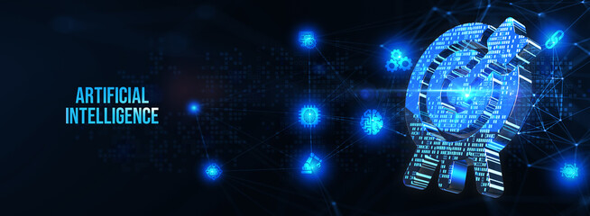 Artificial intelligence (AI), machine learning and modern computer technologies concepts. 3d illustration