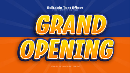 Blue yellow and orange grand opening 3d editable text effect - font style