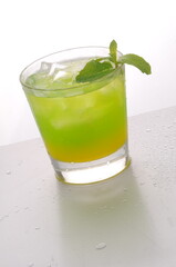 Tropical Sunrise Cocktail Mocktail group shot against a white background with mint