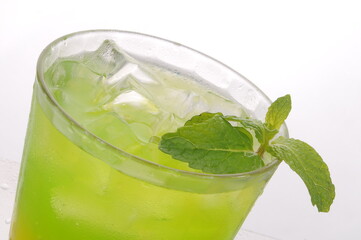 Tropical Sunrise Cocktail Mocktail group shot against a white background with mint