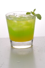 Tropical Sunrise Cocktail Mocktail group shot against a white background with mint