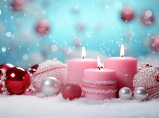 Fototapeta na wymiar christmas decoration with candle and christmas balls