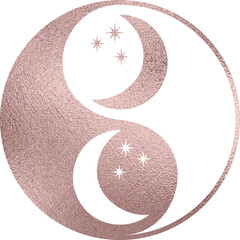 yin yang mit Mond in gold mit transparentem Hintergrund  - obrazy, fototapety, plakaty
