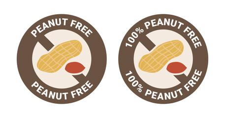 Peanut free logo set vector illustration