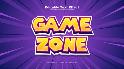 Purple violet and yellow game zone 3d editable text effect - font style