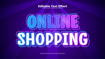 Purple violet blue and white online shopping 3d editable text effect - font style