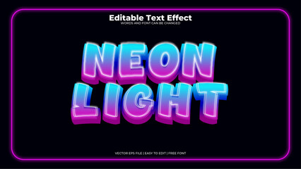 Black blue and purple violet neon light 3d editable text effect - font style