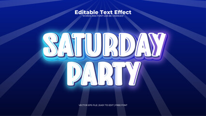 Blue and white saturday party 3d editable text effect - font style