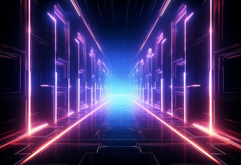 Fototapeta premium Neon illuminated futuristic backdrop realistic image, ultra hd, high design very detailed