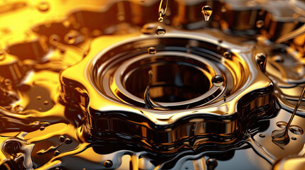 Automotive, Oil wave splashing in car engine with lubricant oil. Concept of lubricate motor oil and gears for engine.