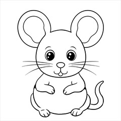 Cute funny mouse for coloring. Vector template for a coloring book with funny animals. Colouring page for kids.	