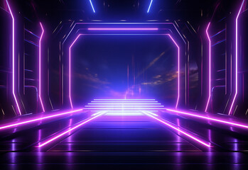 Neon illuminated futuristic backdrop realistic image, ultra hd, high design very detailed