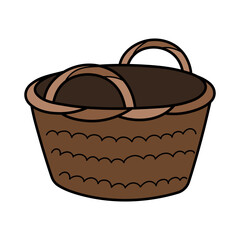 Fototapeta premium Cute vintage wicker basket. Hand drawn detailed vector illustration.