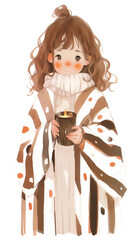girl with hot cocoa autumn country lift