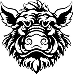Fototapeta premium A wild boar hog razorback warthog sports mascot cartoon pig character