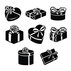 silhouette, holiday gift logo with bow, vector 