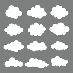 set of white clouds on Gray background. Abstract white cloudy set isolated Vector files