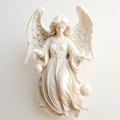 Elegant White Angel Statue on White Background