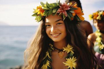 hawaiian girl - obrazy, fototapety, plakaty