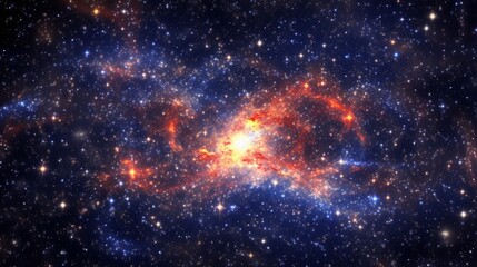 Swirling galaxy of glowing digital stars, representing space technology