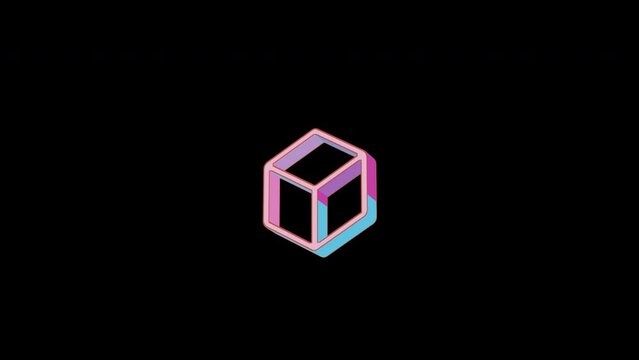 Bright dice d6 icon is jumping merrily. Retro style. Alpha channel black. Looped from frame 120 to 240, Alpha BW at the end