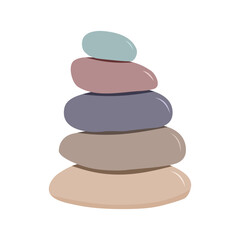 Zen stones simple abstract vector illustration in flat design. Relax, meditation and yoga concept, boho colors stone pyramid for making banner, poster, card and print art.