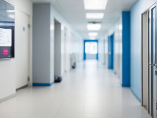 Corridor in hospital, blurred image background of corridor in hospital or clinic image