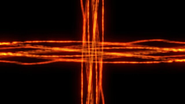 In this 4k footage, fiery lines streak across a black background with incredible speed. It's a high-energy display of animated fire, perfect for creating an intense action backdrop with fiery