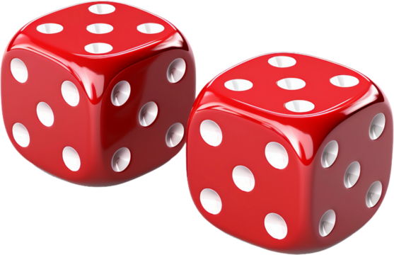 투명한 배경의 빨간 주사위