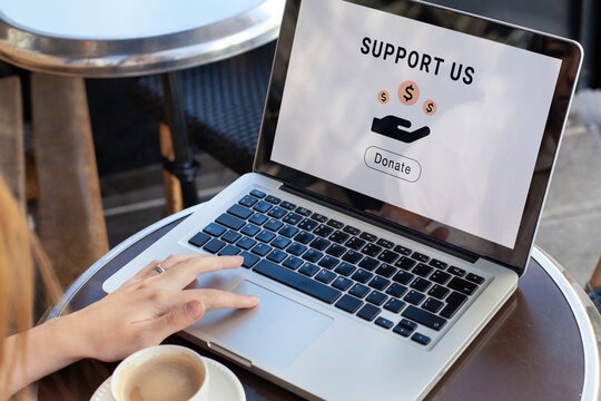 support charity, donation concept, donate money to help online