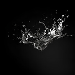 water splash isolated on black water, splash, liquid, drop, bubble, abstract, blue, drink, splashing, wave, clean, nature, white, wet, transparent