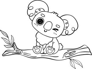 Koala on tree outline