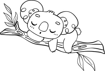 Koala on tree outline