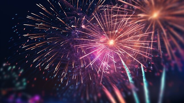 fireworks background with free space for text celebrate New Year's Eve