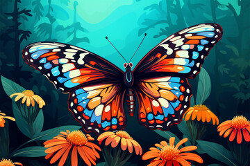 vector design of butterfly scenery in the garden