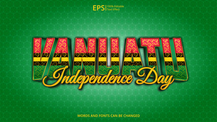 vanuatu editable text effect with vanuatu flag pattern suitable for poster design about holiday, Feast day or vanuatu independence day moment