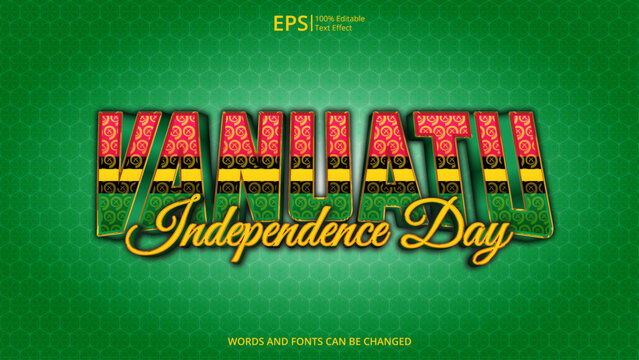vanuatu editable text effect with vanuatu flag pattern suitable for poster design about holiday, Feast day or vanuatu independence day moment - Powered by Adobe