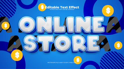 Blue yellow and white online store 3d editable text effect - font style
