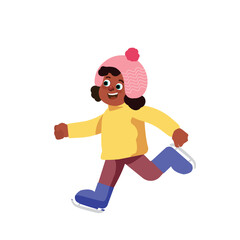 Girl With Pink Beanie Running | Winter Christmas Theme