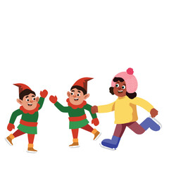 Girl Playing With Gnomes | Winter Christmas Theme