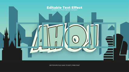 Green blue and black ahoj 3d editable text effect - font style - obrazy, fototapety, plakaty