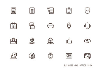 ビジネスのアイコンセット 契約,見積,相談　線画のアイコン