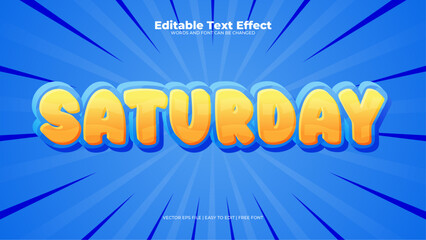 Blue orange and yellow saturday 3d editable text effect - font style