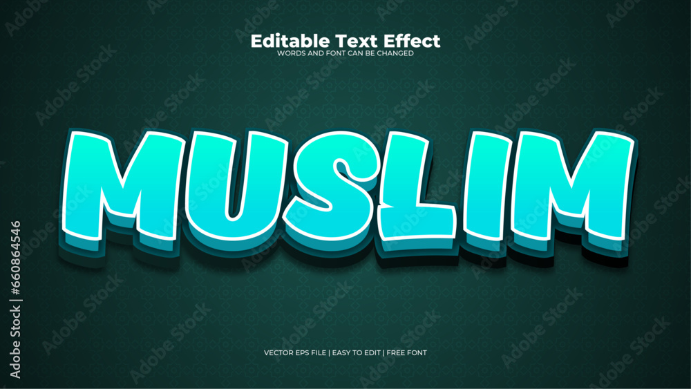 Wall mural Green and blue muslim 3d editable text effect - font style - Wall murals
