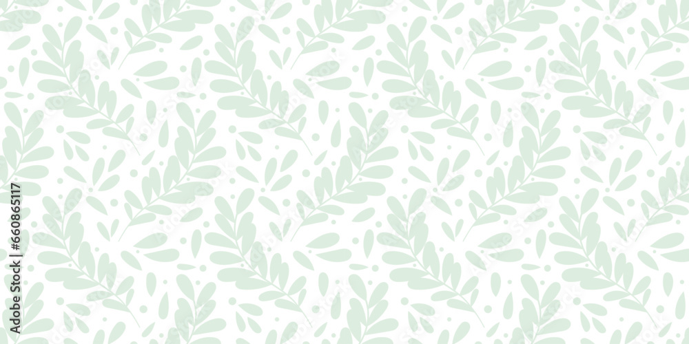 Poster Light green leaf background, vector pattern seamless repeating texture