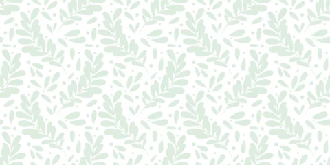 Fotobehang Light green leaf background, vector pattern seamless repeating texture © Kati Moth