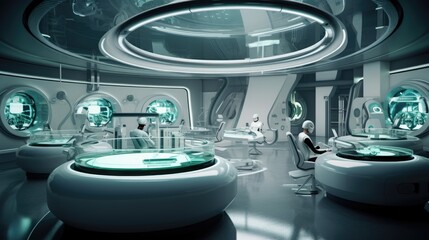 Futuristic laboratory room