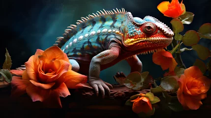 Kussenhoes Image of a chameleon © Cybonix