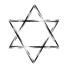 Star of David.Judaic religion symbol created in grunge style.